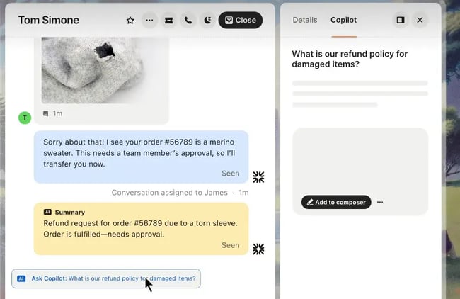 real-time customer service tools, intercom